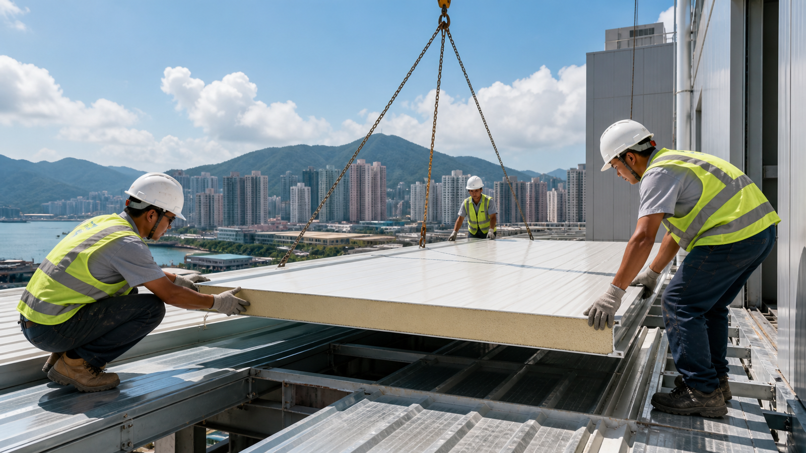 Hot-weather insulated panel installation illustration