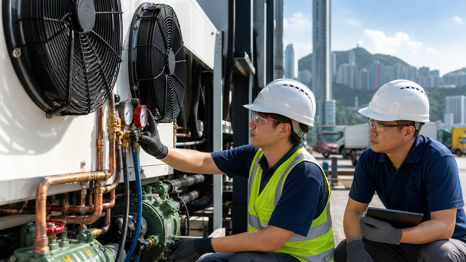Hot-weather refrigeration commissioning illustration